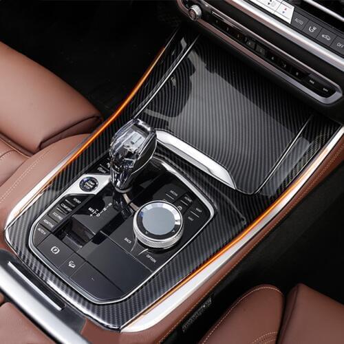 Car Styling Carbon Fiber Color For BMW X5 G05 2019 Console Gear Shift Multimedia Frame Water Cup Holder Decoration Cover Sticker