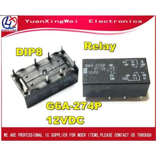 Free Shipping 10pcs G6A-274P-ST-US-12VDC G6A-274P 12VDC dip8