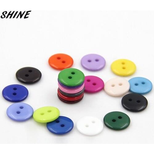 SHINE Brand 100PCs Resin Sewing Button Scrapbooking Round Candy Color 2 Holes 12.5mm Dia. Costura Botones bottoni botoes W20005