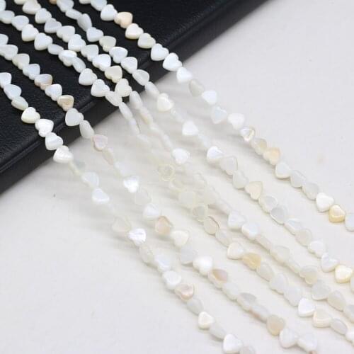 Natural Cross Hole White Heart Shape Shell Strand Beads for Necklace Bracelet Accessories Jewelry Making Women Gifts Size 6mm