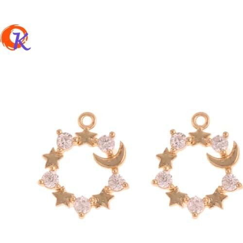 Cordial Design 30Pcs 11*13MM Jewelry Accessories/CZ Charms/Ring Shape/Genuine Gold Plating/Hand Made/DIY Making/Earring Findings