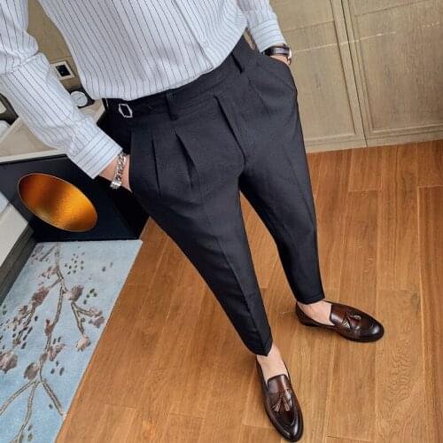 All Match Business Formal Wear Solid Men Casual Pants Dress Korean Slim Fit Streetwear Gentlemen Office Work Trousers Sale