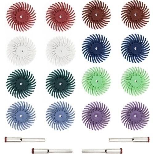 16PCS Abrasive Brush Wheel Radial Bristle Disc Mixed Buffing Wheel Brushes Set with 4x Mandrels for Rotary Dremel Tool