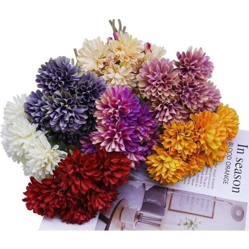 6Pcs/Bouquet 6.5cm Artificial Silk Chrysanthemum Flower Bouquet For Home Party Hotel Garden Decoration Fake Gerbera