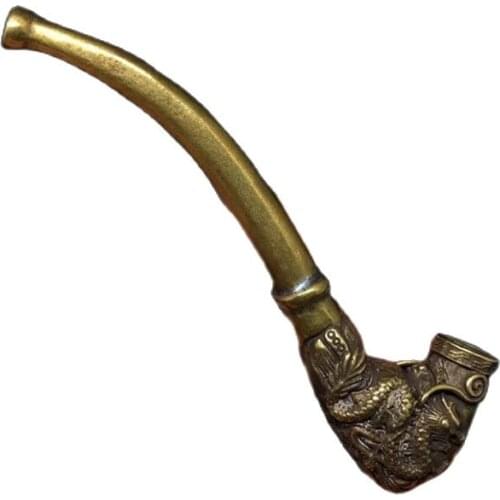 China The Head of Old copper Dragon Pipe tobacco pot