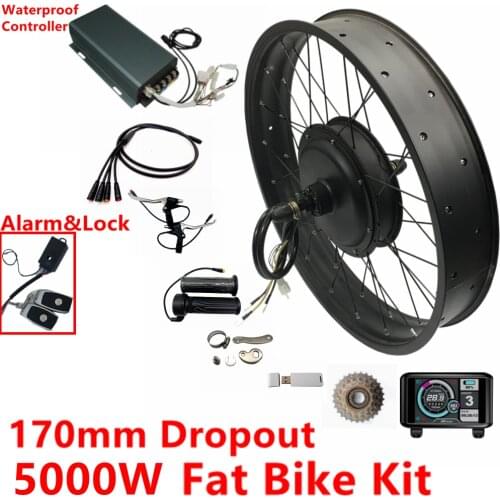 170mm dropout 72v 5000W Fat Bike Kit with alarm&lock Rear wheel Motor Electric Fat Bicycle Conversion Kit