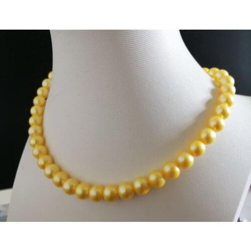 8-9mm round yellow south sea Pearl Necklace 18 "