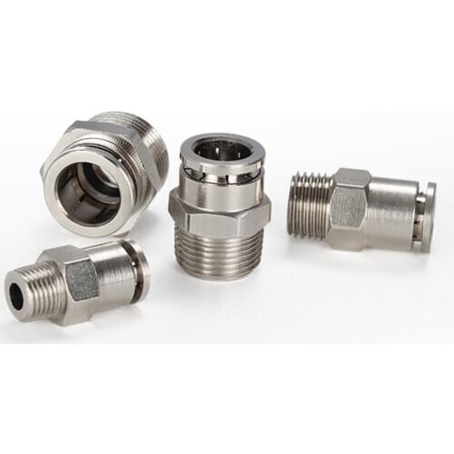 M5 1/8 1/4 3/8" 1/2" BSP Male x 4/6/8/10/12mm OD Hose Pneumatic Nickel Plated Brass Push In Quick Connector Release Air Fitting