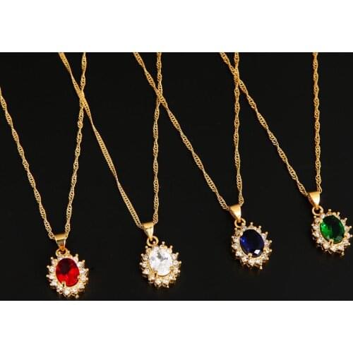 Trendy Crystal Water Drop Pendant Necklace Rhinestone Crystal Gold Color Women Bridal Jewelry