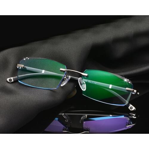 Fashion Eyeglasses A001 Diamond Trimming Cutting Rimless Eyeglasses Prescription Optical Glasses Frame for Men Eyewear