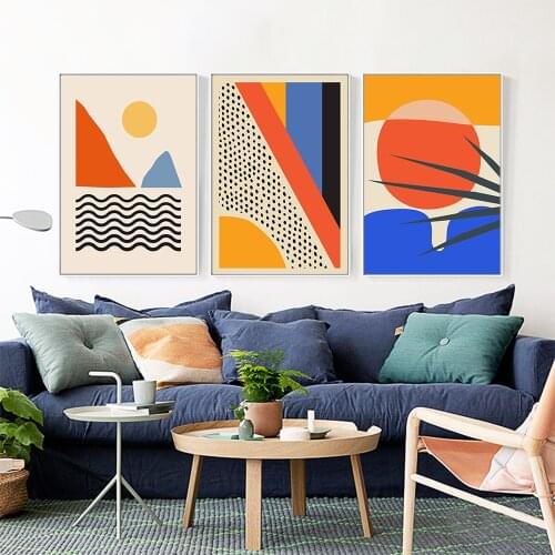 Wall Print Art Canvas Painting Simple Modern Abstract Geometry Dot Line Art Poster Living Room Decoration Wall Paining No Frame