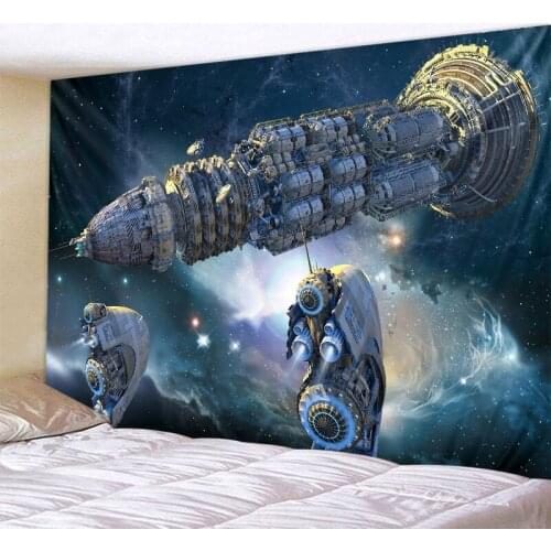 Science fiction warship home decoration tapestry psychedelic scene tapestry Bohemian decorative sheet sofa blanket yoga mat