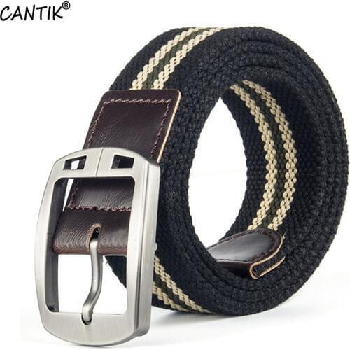 CANTIK New Arrive Unsiex Design Good Quality Durable Canvas Striped Belt Retro Pin Buckle Model Jeans Accessories 2020 CBCA105
