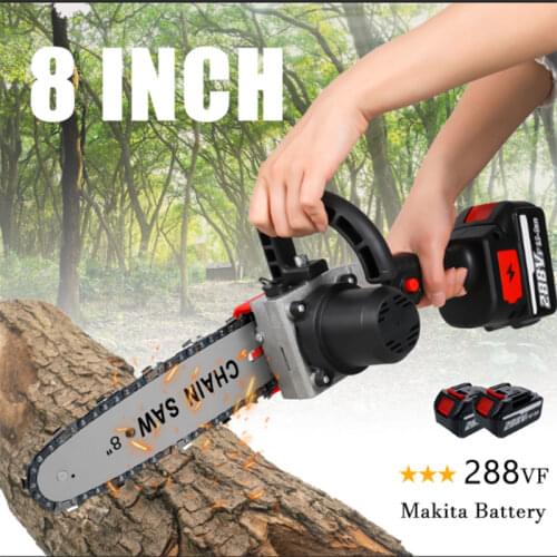 8 Inch 2100W Rechargeable Electric Saw Chainsaw Brushless Motor Woodworking Cutter Garden Logging Power Tool with Makita Battery