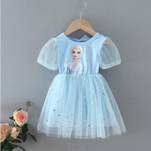 Dresses For Girls 2021 Baby Girls Summer Clothes Children Princess Dress Flying Sleeve Girls Dresses Frozen Elsa Kids Vestidos