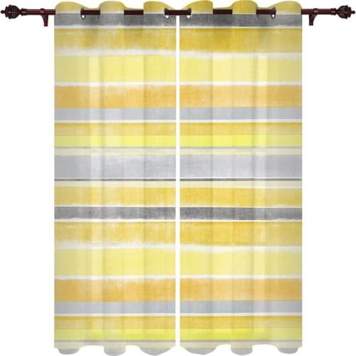 Nordic Style Stripes Yellow Window Curtains Kitchen Bedroom Drapes Home Decor Luxury Living Room Backdrop Curtain