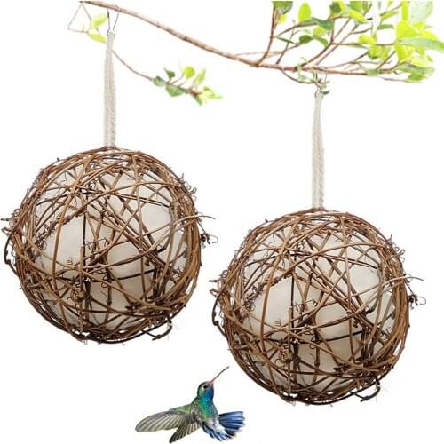 Birds Nest Bird Cage Natural Grass Egg Cage Bird House Outdoor Decorative Weaved Hanging Parrot Nest Houses Hummingbird House
