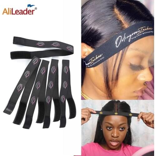 Custom Logo Adjustable Edge Grip Elastic Headband With Velcro Nylon Highest Elastic Band For Fixed Lace Frontal Closure Wigs