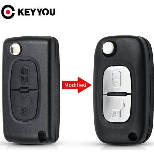 KEYYOU Modified Flip Folding Key Shell 2 Buttons For Peugeot 206 407 207 For Citroen C4 2005 C5 2009 Fob HU83 Uncut Key Blade