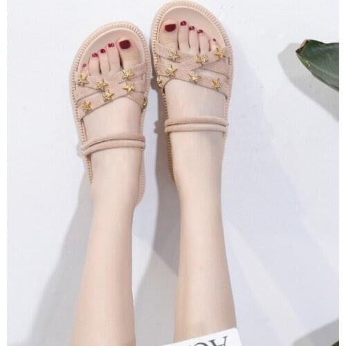 LAASIMI Women Summer Flock Slippers Ladies Flat with Rubber Shoes Woman Casual Sweet Solid Slides Female Outside Flip Flops