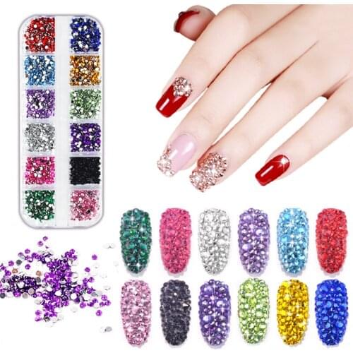 Supwee 1 Box Crystal Nail Art Flat Back Clear Nail Art Rhinestone Gel For DIY Nail Art Crystal Gems Jewelry Nail Art Decorations