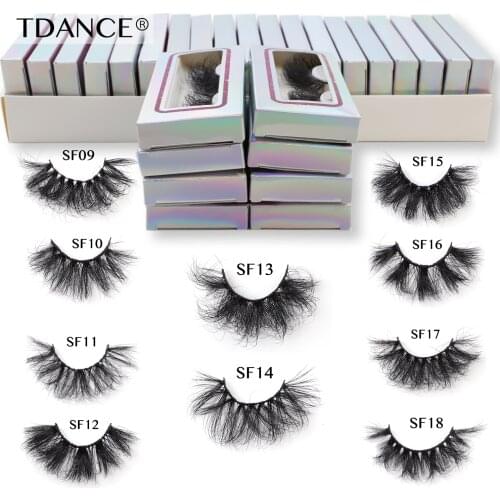 TDANCE Fluffy Mink Eyelashes Wholesale 25mm Lashes 5-100 Pairs 3D Mink Lash Soft Volume Long Messy EyeLash Make Up Lashes Bulk