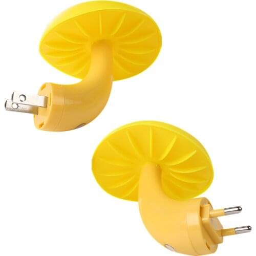 Warm Mushroom LED Night Light Room Decor EU US Plug Light-control Sensor Wall Socket Lamp Light Home Bedroom Decoration
