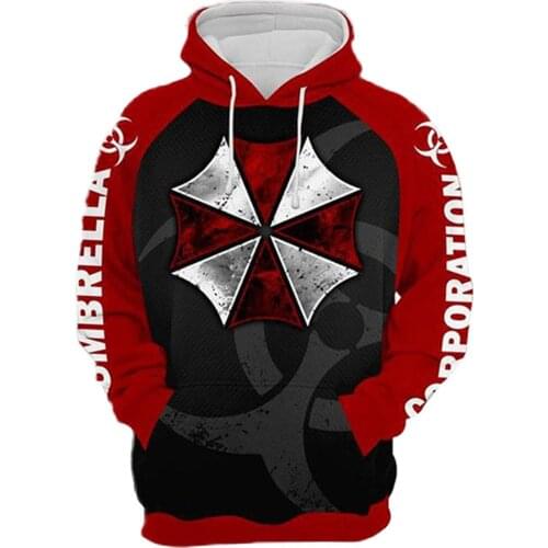 Evil Umbrella Corporation Cosplay Hoodie 3D Printed Sweatshirt Adult Casual Streetwear Pullover