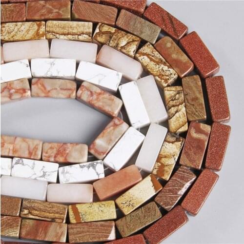 Bead Accessory 8x20mm Natural Square Tube Loose Spacer Stone Beads For Jewelry Making DIY Bracelets Necklaces Earrings Wholesale