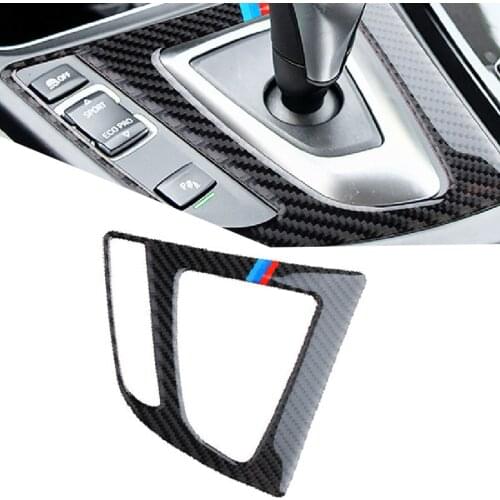 Wooeight Carbon Fiber /Silver Control Gear Shift Control Panel Frame Cover Trim Sticker For BMW 3 4 Series F30 F31 F32 F33 F34