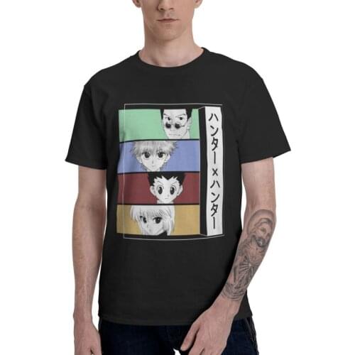 Hunter X Hunter Funny Anime T-shirt Men Fashion T Shirts Short Sleeve Gon Killua Hisoka Kurapika Leorio Tshirt 100% Cotton Tee