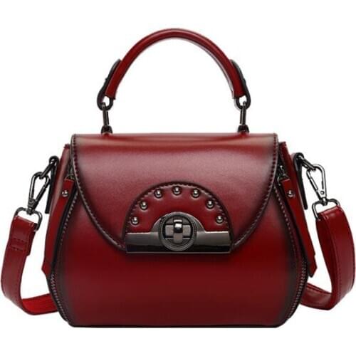 Womens Handbag Retro shoulder bag Luxury Design Womens Bag Female Messenger Bag Rivet fashion bags solid color