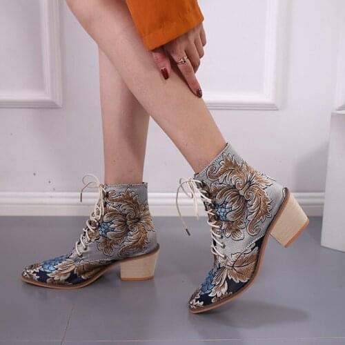 Heels Womens Boots Nubuck Zip Pointed Toe Retro Fashion Autumn Ankle Boots heel Winter Shoes Women