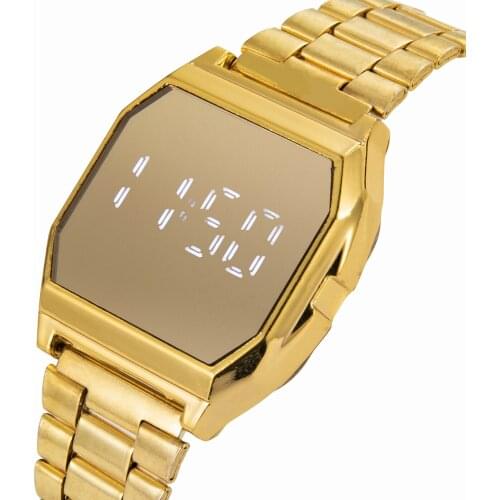 Womens Wrist Watch 2021 Luxury Gold Stainless Steel Link Bracelet Women Digital Watches Fashion Mens Sport Watch Reloj Mujer