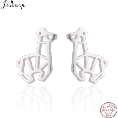 Jisensp Fashion Animal Deer Stud Earrings for Women Bijoux Elegant Xmas 925 Silver Jewelry Christmas Earrings Pendients Mujer
