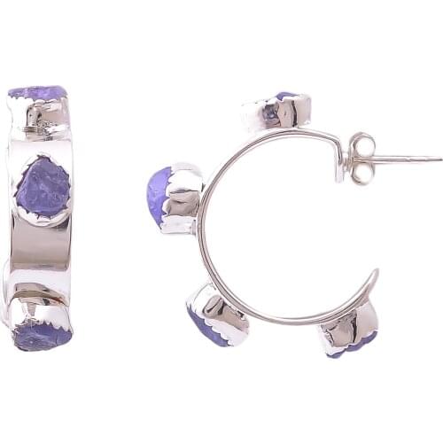 TBJ,vintage look handmade gemstone earring natural 11ct tanzanite fine jewelry for women 925 sterling silver unique design