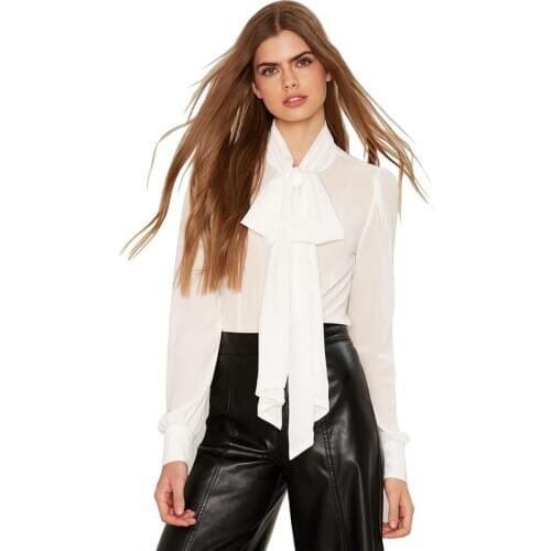 WOMENS Dress Deep V Lace-up Bow Long Sleeve Shirt Chiffon Blouse Women Blouse S Streetwear