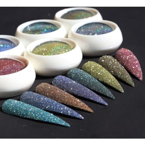 1 Jar Reflective Super-Shiny Nail Glitter Powder Dust Glow In The Dark Bar Disco Sparkly Pigment Laser Fluorescent Powder Tr#086
