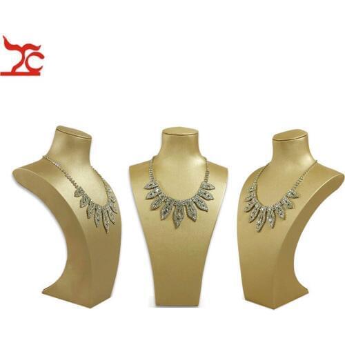 1PC Faux Gold PU Jewelry Display Bust Window Store Necklace Exhibition Mannequin Rack Counter Pendant Pear Necklace Stand