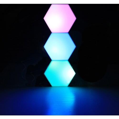 12 Pcs RGB Hexagon Night Light Remote Controlled Modular Touch Sensitive Color Changing Honeycomb Quantum Lamp Smart Led Light