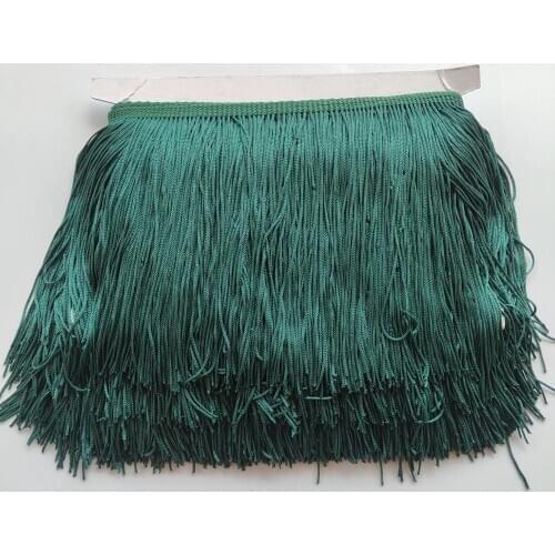 15CM Long 1 Meters Deep Green Lace Fringe Trim Polyester Tassel Fringe Trimming For Dress Stage Garment Curtain Accessories