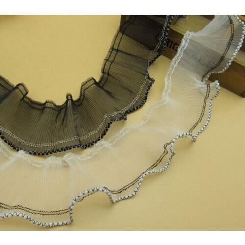 3 M /pack clothing DIY accessories lace exquisite glass yarn lace organ pleat seaming curling lace width 7cm