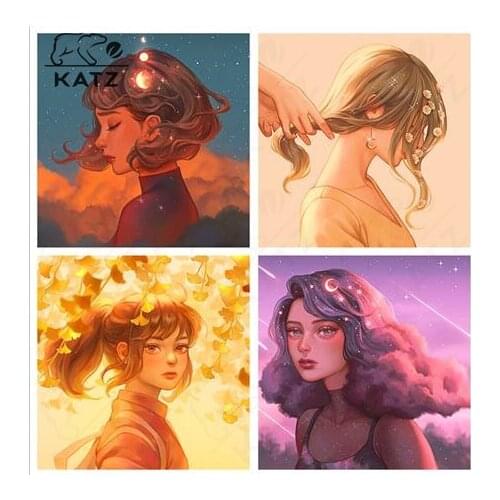 5D Diamond Painting Anime Beautiful Girl Art Embroidery Cross Picture Color Portrait Diamond Mosaic Photo Cross Stitch Decoratio