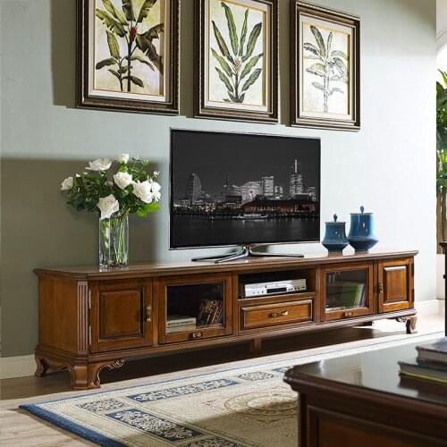 American rural solid wood TV cabinet, simple floor cabinet, low cabinet, living room furniture