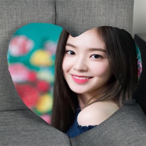 Custom Velvet Irene Kpop Pillow Case Heart Shaped Zipper Pillow Cover Satin Soft No Fade Pillow Case Home Textile Decorative