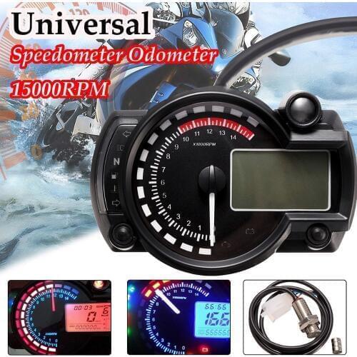 FREE SHIPPING 15000rpm Modern Motorcycle Digital Light LCD Digital Gauge Speedometer Tachometer Odometer Adjustable 7 color