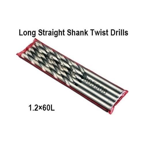 Free Shipping New Brand New 10Pcs 1.2mm Extra Long 60mm HSS Twist Drill Straigth Shank Auger Drilling Bit ,Drill bits for metal