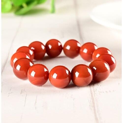 18mm Natural Southern Red Agate Genuine Jade Bracelet Men Women Fine Jewelry Bangle Male Genuine Certified Jades Stone Bracelets