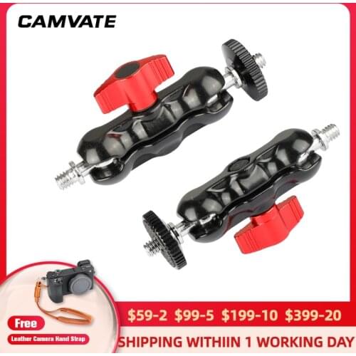 CAMVATE 2 Pcs 360°Swivel Mini Ball Head Extension Arm With Double 1/4"-20 Male Screw Mount For LCD Monitor/ Flash / Video Light