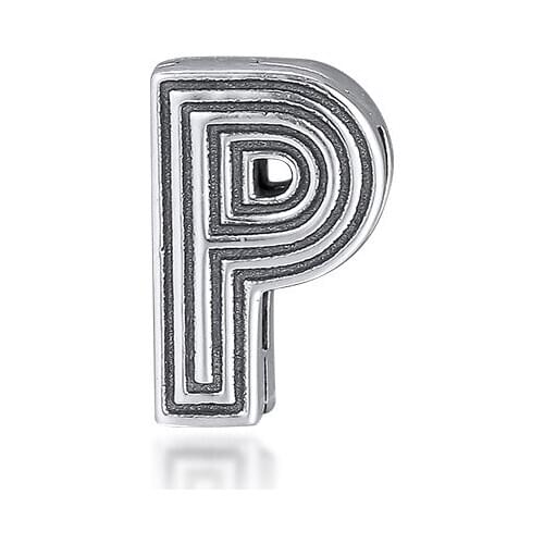 CKK Silver 925 Jewelry Fits Pandora Reflexions Bracelets Letter P Clip Charm Original Sterling Silver Beads
